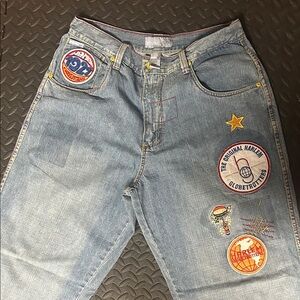 Mens vintage 1927 Harlem globe trotters rare designed blue jeans size 36